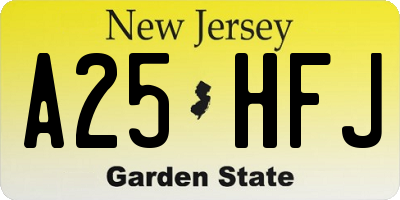 NJ license plate A25HFJ