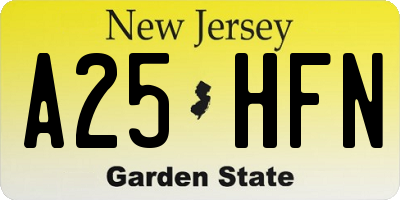 NJ license plate A25HFN