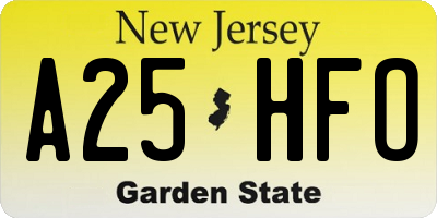 NJ license plate A25HFO