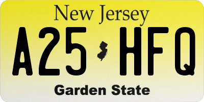 NJ license plate A25HFQ