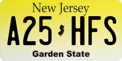 NJ license plate A25HFS