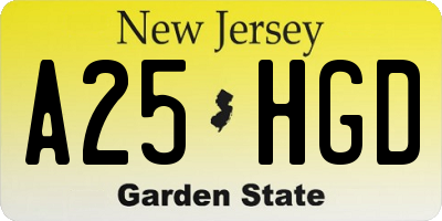 NJ license plate A25HGD
