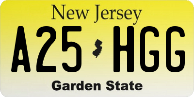 NJ license plate A25HGG