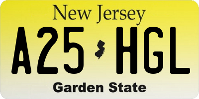 NJ license plate A25HGL