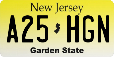 NJ license plate A25HGN