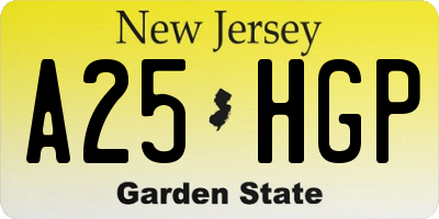 NJ license plate A25HGP