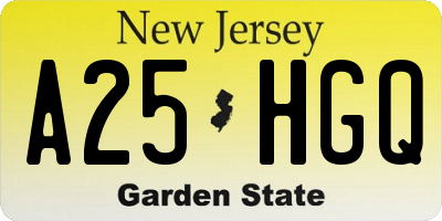 NJ license plate A25HGQ