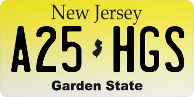 NJ license plate A25HGS