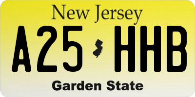 NJ license plate A25HHB