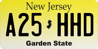 NJ license plate A25HHD