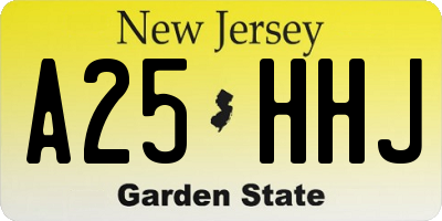 NJ license plate A25HHJ