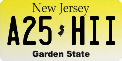 NJ license plate A25HII