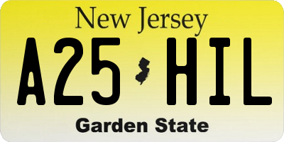 NJ license plate A25HIL