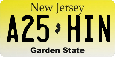 NJ license plate A25HIN