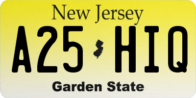 NJ license plate A25HIQ