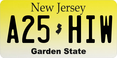 NJ license plate A25HIW