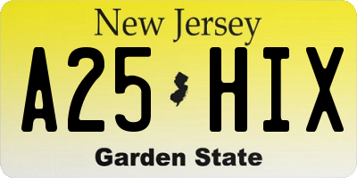 NJ license plate A25HIX
