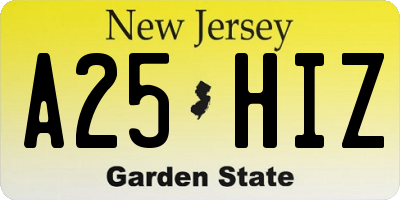 NJ license plate A25HIZ