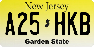 NJ license plate A25HKB