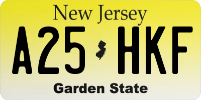 NJ license plate A25HKF