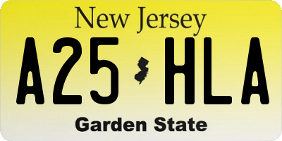 NJ license plate A25HLA