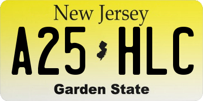 NJ license plate A25HLC