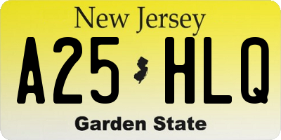 NJ license plate A25HLQ