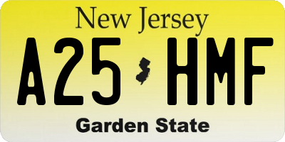 NJ license plate A25HMF