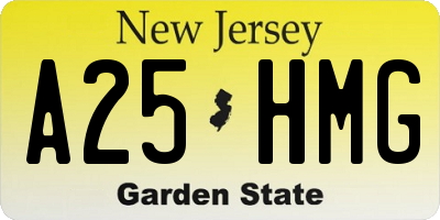 NJ license plate A25HMG