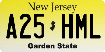 NJ license plate A25HML