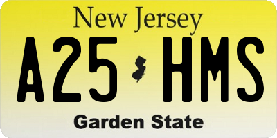 NJ license plate A25HMS
