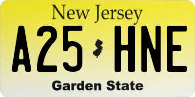 NJ license plate A25HNE