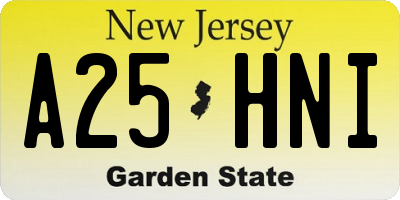 NJ license plate A25HNI