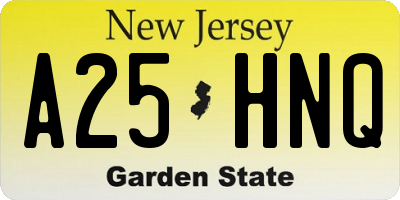 NJ license plate A25HNQ