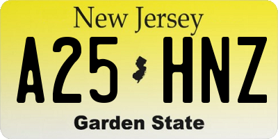 NJ license plate A25HNZ