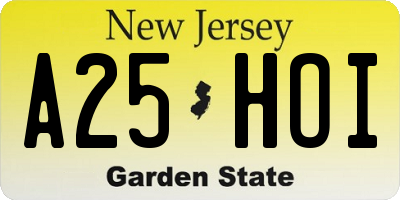 NJ license plate A25HOI