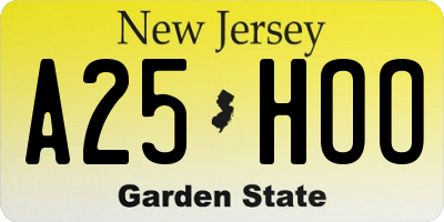 NJ license plate A25HOO