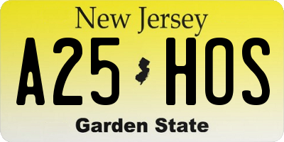 NJ license plate A25HOS