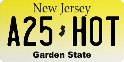 NJ license plate A25HOT