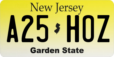 NJ license plate A25HOZ