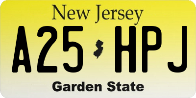 NJ license plate A25HPJ