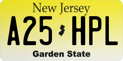 NJ license plate A25HPL