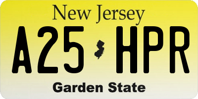 NJ license plate A25HPR