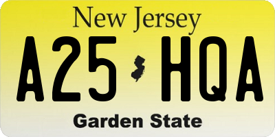 NJ license plate A25HQA