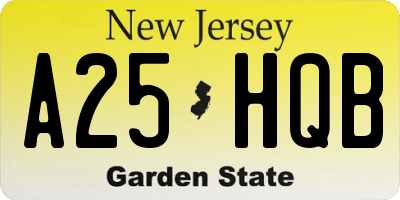 NJ license plate A25HQB