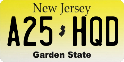 NJ license plate A25HQD