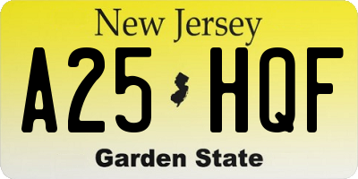 NJ license plate A25HQF