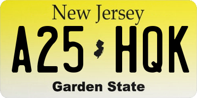 NJ license plate A25HQK