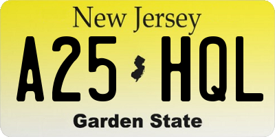 NJ license plate A25HQL