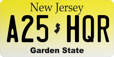 NJ license plate A25HQR